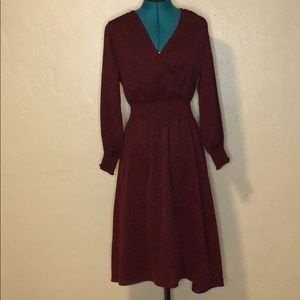 Burgundy polka dot Dress